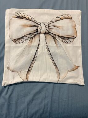 Bow Print Decorative Pillow Cover - Cream Bow NWT Qty4